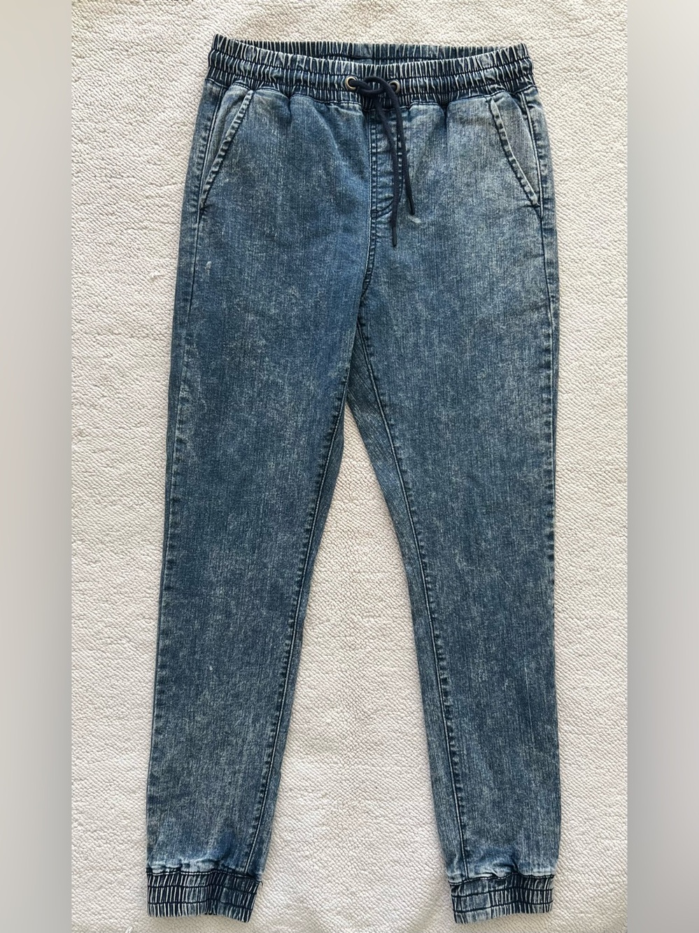 Forever 21 Men Blue Washed Denim Jogger Jeans Size: 30